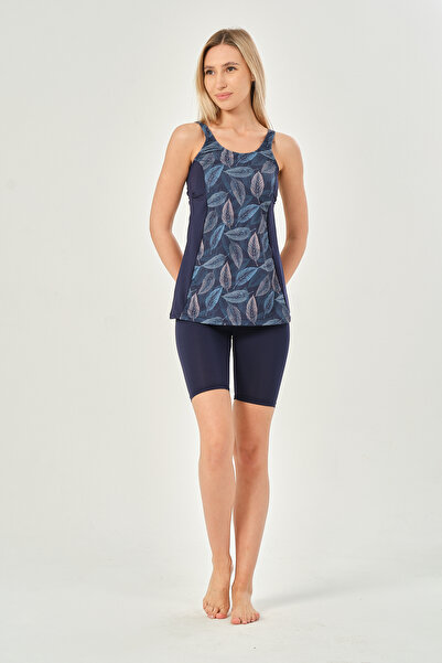 myfirstsea Kadın Tankini Mayo Desenli Geniş Askılı Yüksek Bel Şortlu Tankini ...