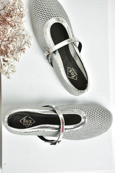 Fox Shoes س476450215 حذاء باليرينا نسائي باللون الفضي