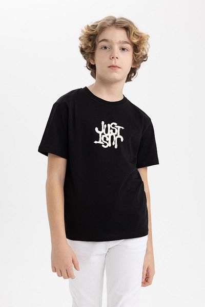 DeFacto Boy's Short Sleeve Crew Neck T-Shirt - C1938A824SM