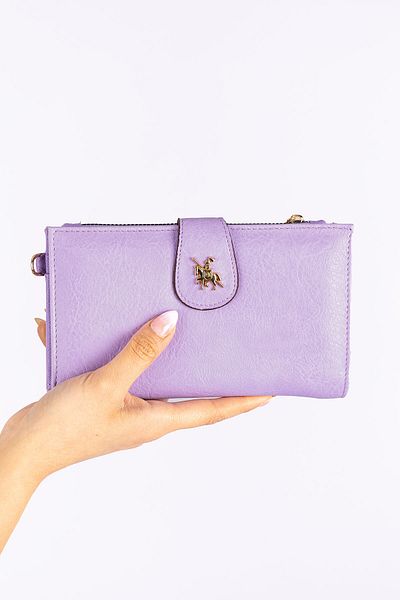 Getcho David Jones Jonna Women's Purple Chain Strap Cover Zip-Up Long Wallet Multi-Eye Handheld Wallet