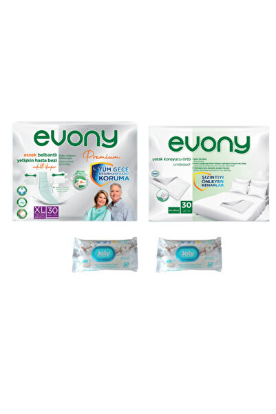 Evony مجموعة XLarge 30pcs+Joly Body-Perineum Cleansing - حفاضات للكبار، 50 قط...