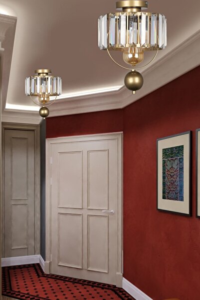 Begüsa Galon Tekli Lux Kristal Eskitme Tavan Montaj Avize