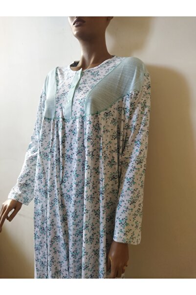 Flamingo Uzun Çiçek Baskılı Yazlık  Penye Gecelik-Elbise