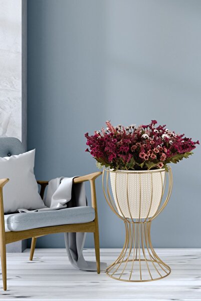 Begüsa Anafor Saksılık Eskitme 43 Cm Krem Saksı Hediyeli