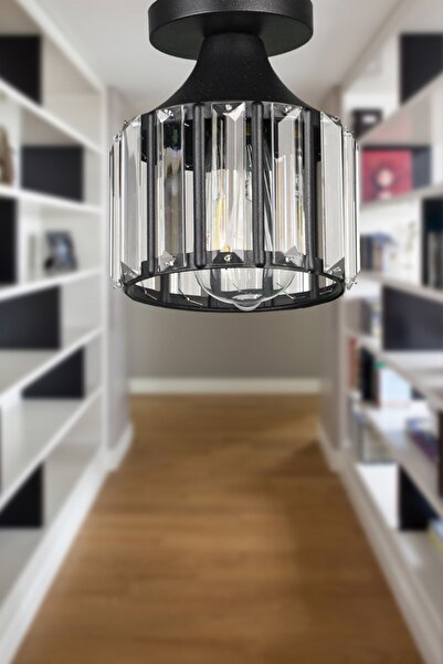 Begüsa Arel Kristal Tavan Montaj Tekli Avize Siyah