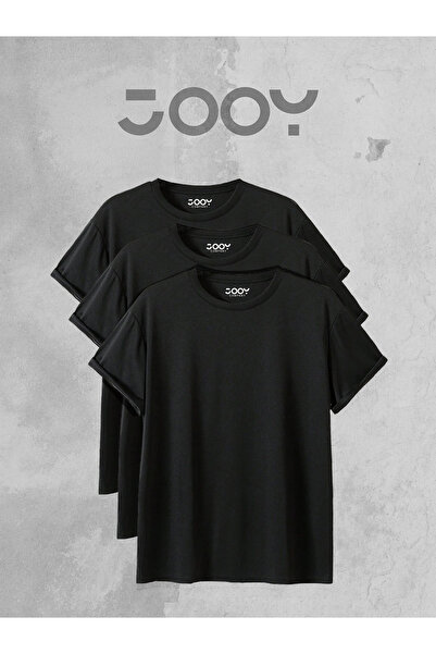 Jooy Company Tricou negru supradimensionat cu decolteu triplu din 3 piese Pac...