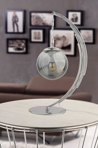 Begüsa Ayko Chrome Smoked Glass Table Lamp
