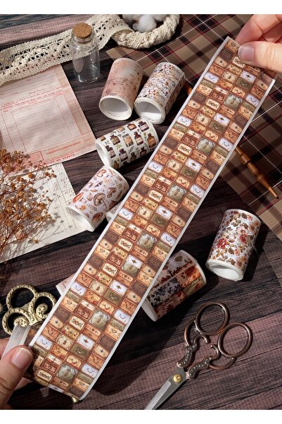 Hume Craft 2 Metre Vintage Çekmece Temalı Washi Bant / Washitape / Bullet Jou...