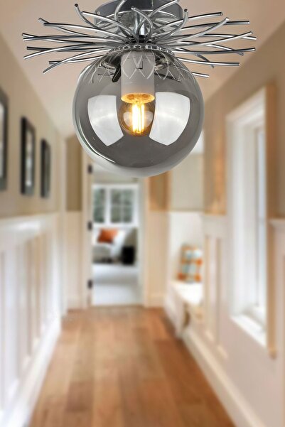 Begüsa Tesla Tekli Avize Krom Füme Cam