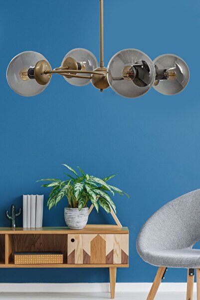 Begüsa Dönence 4.lü Avize Eskitme Füme Cam