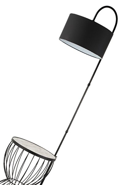 Begüsa Venezia Sehpa Lambader Siyah Mermer Ahşap Siyah Şapka