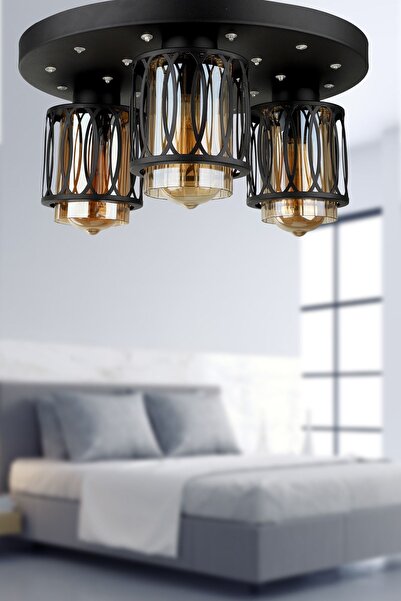 Begüsa Doha 3.lü Avize Siyah Ledli Kumandalı