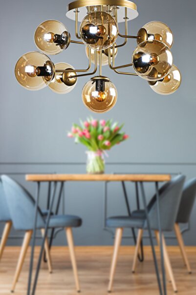 Begüsa Hazeran 9.lu Eskitme Bal Glop Camlı Avize