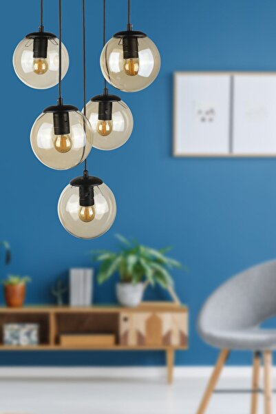 Begüsa Alegro 5.li Avize Siyah Bal Cam