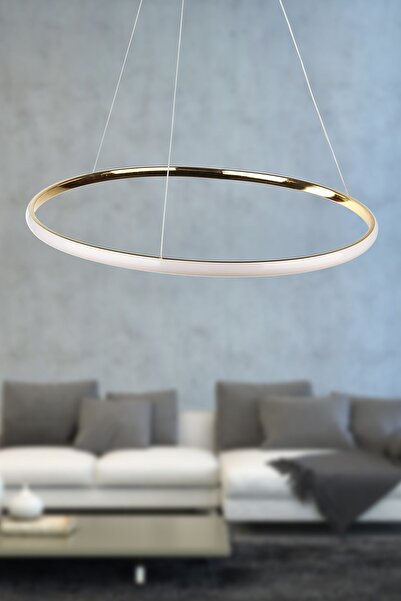 Begüsa Spin Tekli Ledli Avize Gold Kaplama