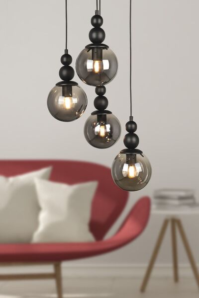 Begüsa Sonsuz 4.lü Avize Siyah Füme Cam