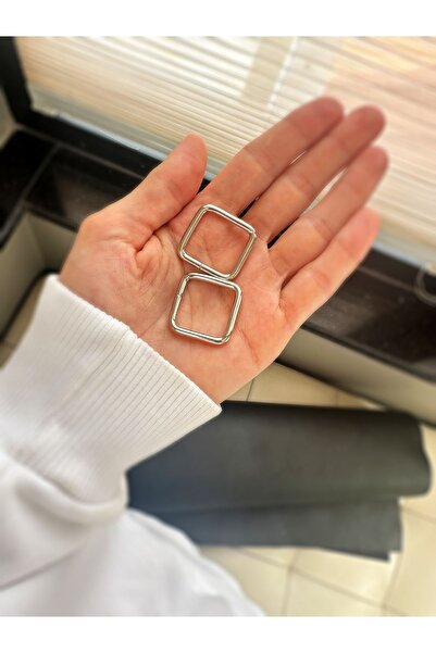 ERDAL DERİ 10 Adet 2 Cm Metal Kare Halka Gümüş-sra15