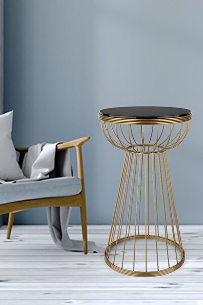 Begüsa Mantar Sehpa Eskitme Siyah Ahşap