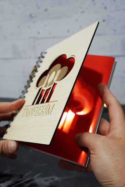 markcat Kitchen Themed Unlined Notebook with Wooden Cover - A5 Memory Book