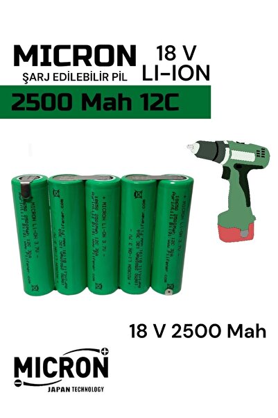 Micron 18650 18 V 2500 Mah 12C  30A Pilden  5S Li-ıon Pil, Yüksek Akım Çeken ...