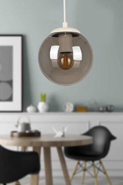 Begüsa Malta Tekli Avize Beyaz Füme Cam