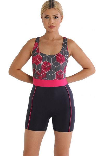 Argisa Μοντέλο μαγιό με σορτς με σχέδιο 6526 Anthracite Large Size