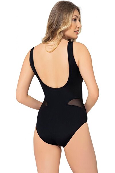 Argisa Купальник з широкими бретелями та прозорою спідницею 6030 Чорний