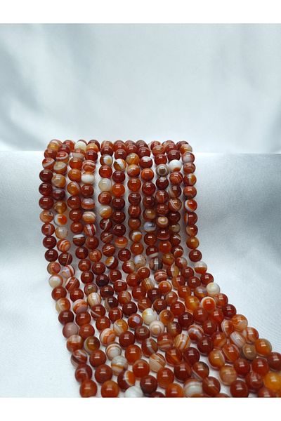 Yüksel Boncuk 8 mm Veined Agate Stone - Natural Stone String