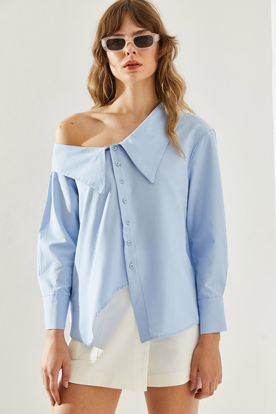 Bianco Lucci Dámská košile asymetrického střihu - vlaštovkový límec60251166