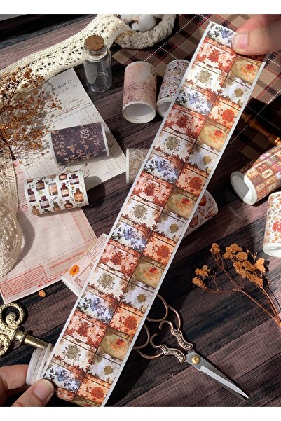 Hume Craft 2 Metre Vintage Çekmece Temalı Washi Bant / Washitape / Bullet Jou...