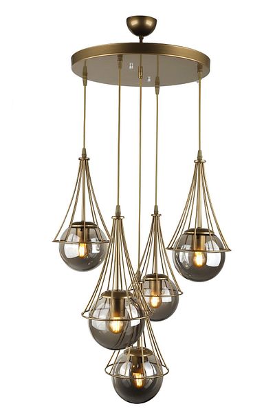 Begüsa Lapis Chandelier with 5 Trays Antiquated Smoked Glass