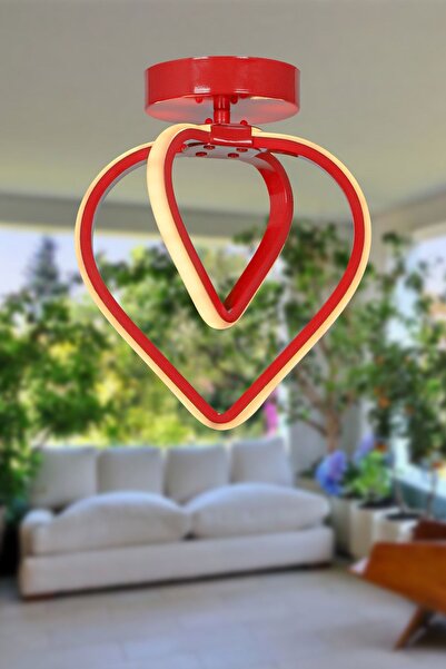 Begüsa Sevinç 3 Renk Ledli Tavan Montaj Tekli Avize Kırmızı