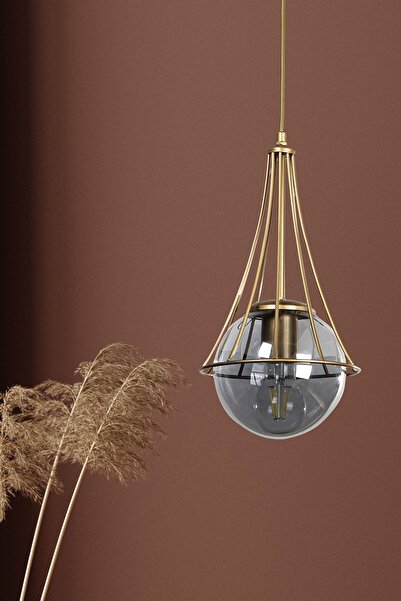 Begüsa Lapis Tekli Eskitme-füme Glop Camlı Avize