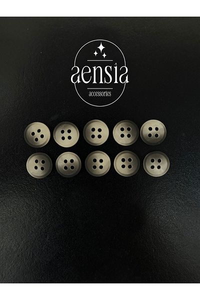 aensia Matte Polyester Black Shirt - 1.14 Cm Button, Pack of 10 Buttons