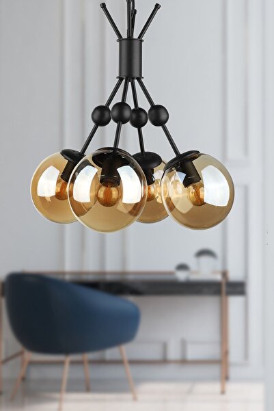 Begüsa Delf 4.lü Avize Siyah Bal Cam