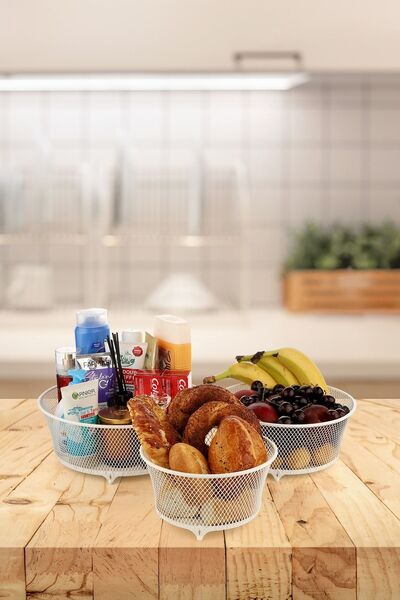 Evisimo Leon Metal Meyvelik-sebzelik-düzenleyici-ekmeklik Beyaz 3.lü Set