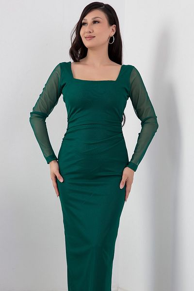 PULLIMM Long Sleeve Square Collar Tulle Dress - AP-108