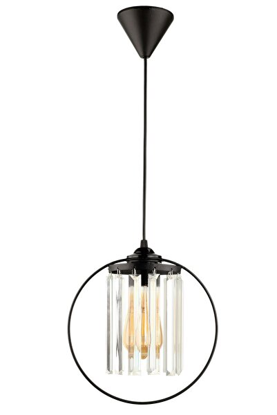 Begüsa Lemos Kristal Taşlı Tekli Avize Siyah