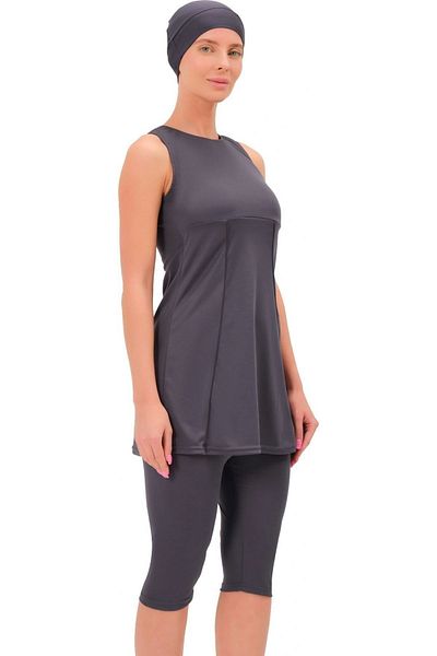 Argisa Strapless Sleeveless Plain Plain Semi Hijab Swimsuit 7812 Smoked Plus Size