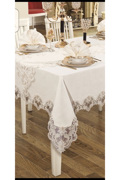 WENESSİ Set Fete Masa Tesatura Gardenia Model Lalele 160x220 - 26 Piese