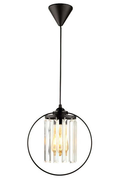 Begüsa Lemos Kristal Taşlı Tekli Avize Siyah