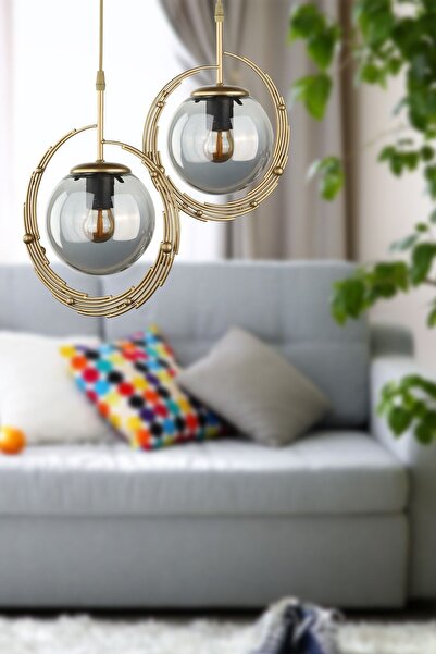 Begüsa Titan 2.Li Avize Eskitme Füme Cam