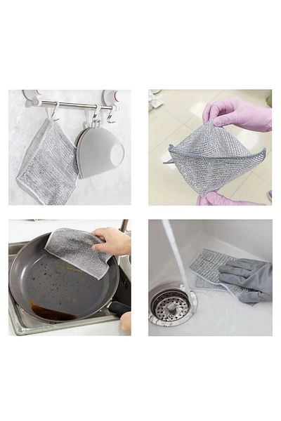 sengenegel 5 Pieces 20x20 Inox Wire Cloth - Hard Dirt, Kitchen Bathroom, Dishcloth Double Layer Multi-Purpose