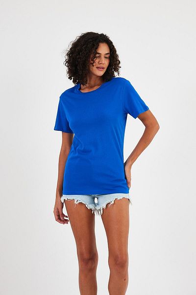 Penyelux Women's Daily Basic Cotton Loose Fit Crew Neck T-Shirt Blue