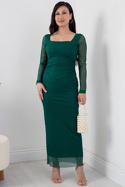 PULLIMM Long Sleeve Square Collar Tulle Dress - AP-108