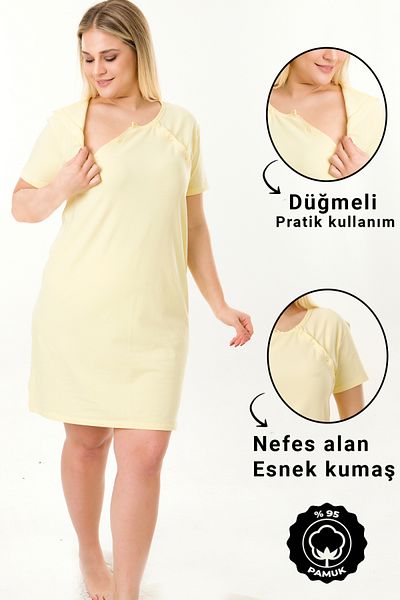 MS HAMİLE İÇ GİYİM Yellow Maternity Breastfeeding Short Sleeve Vest - HG0060
