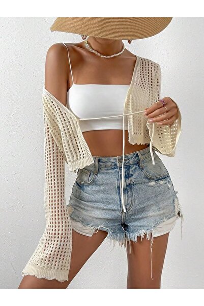 Bracha Διάτρητη στάμπα - Ζακέτα με μπικίνι παραλίας με βαθύ V λαιμόκοψη με ισπανικό μανίκι