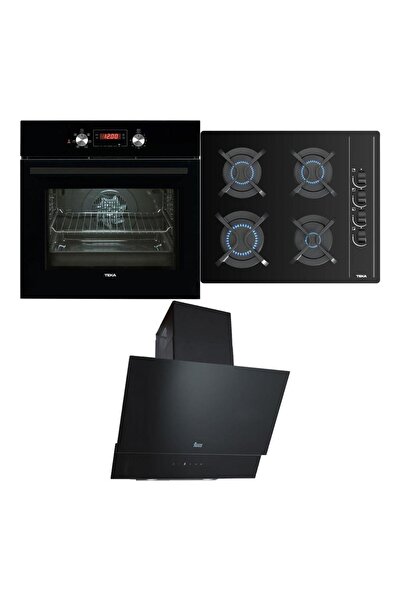 Teka Ankastre Set, HAK 625 BK Siyah Fırın, GBC 64002 Siyah Cam Ocak, ATV 60 Siyah Davlumbaz