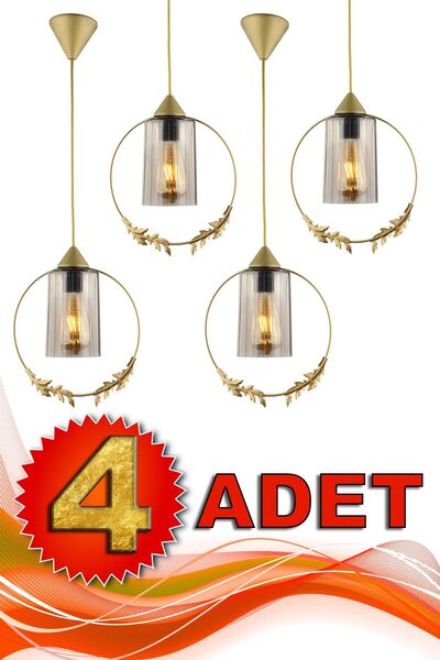 Begüsa 4 Adet Haliç Tekli Avize Eskitme Füme Akrilik