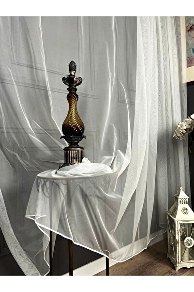 Evdepo Home Pleatless Flat Sewing, Extraphore Drawstring, Gray Tulle Curtain, Single Wing